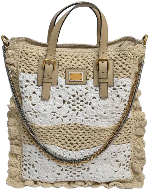 Dolce & Gabbana White and Beige Crochet Miss Helen Chain Bag - ShopStyle