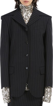 Sportmax Achille Pinstripe Single Breasted Stretch Virgin