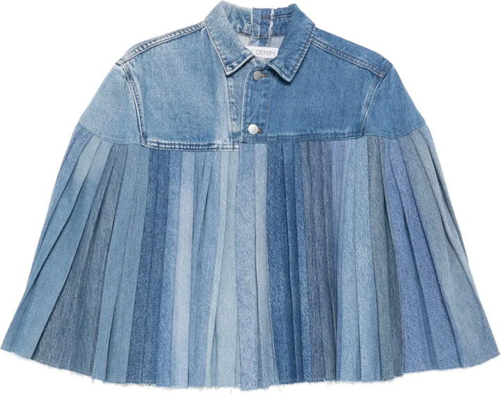 E.L.V. Denim Pleated Denim Cape
