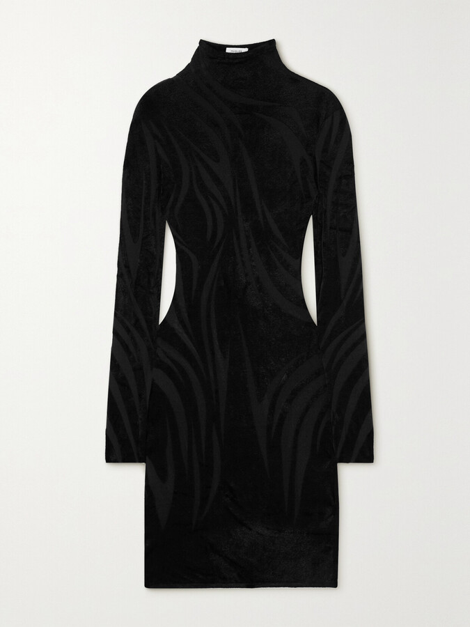 Thierry Mugler Chenille Turtleneck Mini Dress - Black