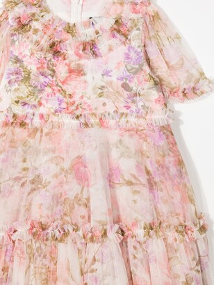 Needle & Thread Kids Floral-Print Tulle Dress