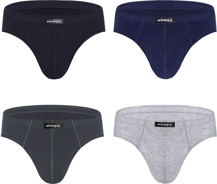 wirarpa Gents Underpants Soft Waistband Classic Slip 100 Cotton Underwear  No Fly 4 Pack - ShopStyle Briefs