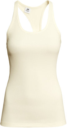 H&M Rib-knit Tank Top - White - Ladies