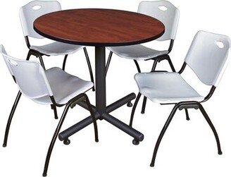 Symple Stuff Kobe Round X-Base Breakroom Table, 4 M Stack Chairs