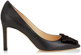 Thumbnail for your product : Jimmy Choo TAREN 85 Linen Soft Patent Pumps with Black Satin Bows