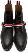 Thumbnail for your product : Thom Browne Black Strap Wingtip Boots