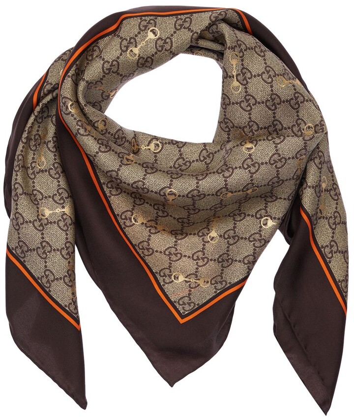 Gucci GG & Horsebit print silk scarf - ShopStyle Scarves & Wraps