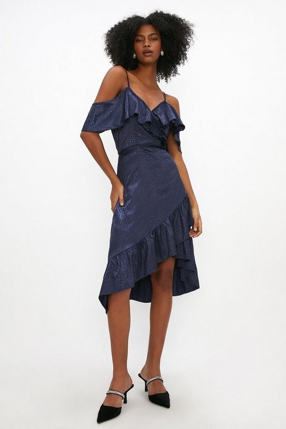 Coast Cold Shoulder Jacquard Wrap Dress - ShopStyle