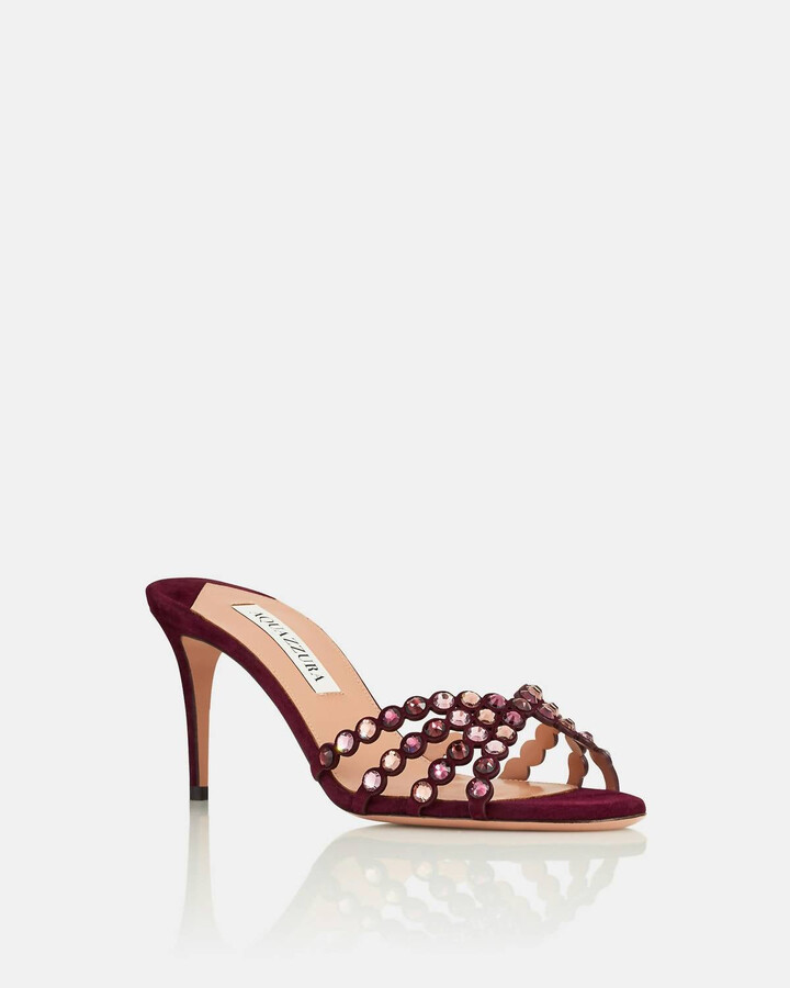 Aquazzura Women's Tequila Mules In Blackberry