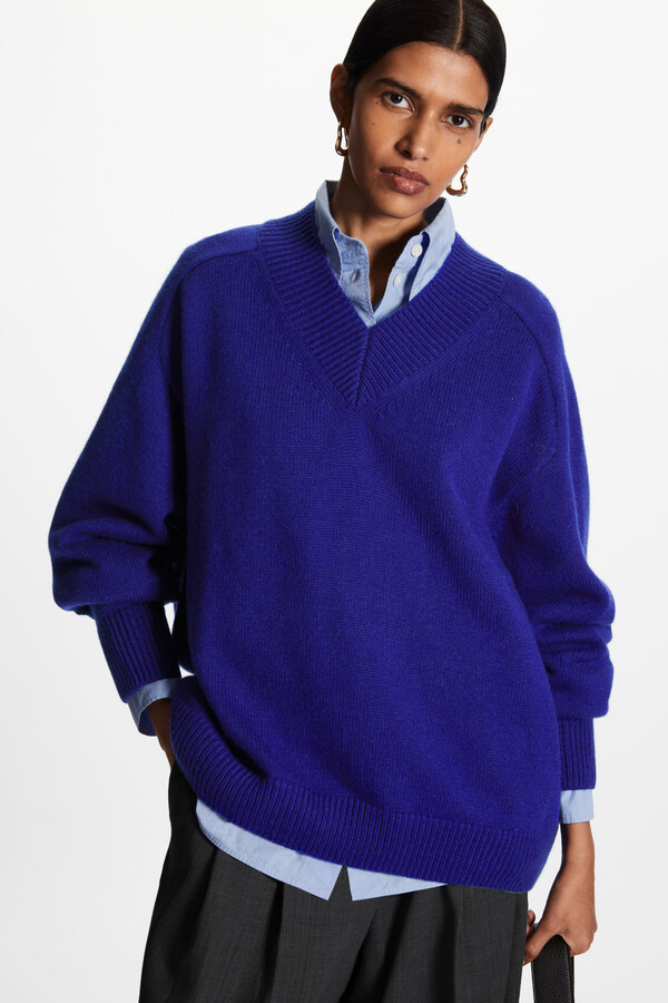 COS Oversized V-Neck Wool Sweater - ShopStyle