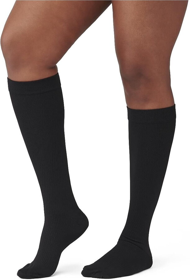 Medline Curad 8-15mmHg Knee High Compression Sock Black Medium Regular Length Each MDS1717BBH