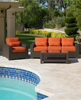 Thumbnail for your product : San Lucia Outdoor 6 Piece Seating Set: 1 Sofa, 1 Lounge Chair, 1 Swivel Chair, 2 Ottomans and 1 Coffee Table