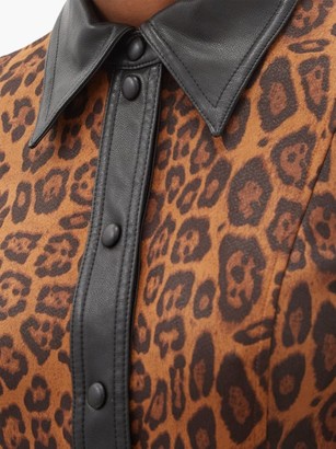 Stand Studio Nara Leopard-print Faux Suede Mini Shirt Dress - Leopard
