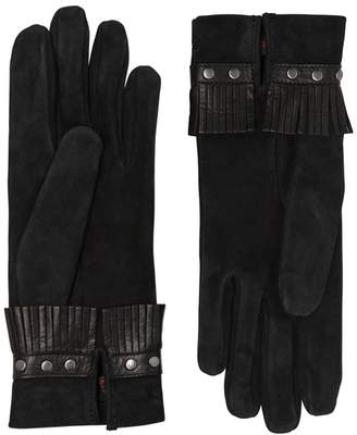 Portolano Mario Suede Gloves With Fringes & Studs
