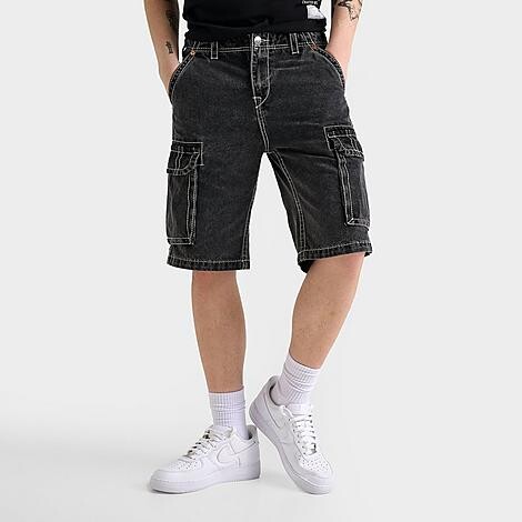 True Religion Men's Vinny Big T Cargo Denim Jean Shorts