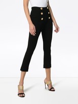 Thumbnail for your product : Balmain High Waist Button Detail Cropped Flares