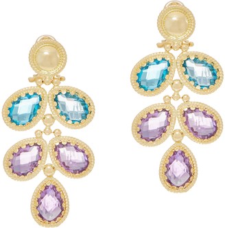 Arte D'oro Arte d' Oro 11.85 cttw Floral Gemstone Dangle Earrings 18K Gold