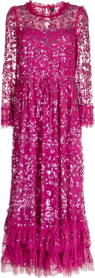 Needle & Thread Sequinned Ruffled Maxi Dress