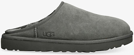 Mens Dark Green Classic Slip-On Suede and Shearling Slippers Eur 44 / 10 Uk Men