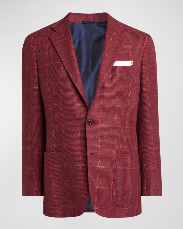 Kiton Men's Cashmere Tonal Windowpane Sport Coat