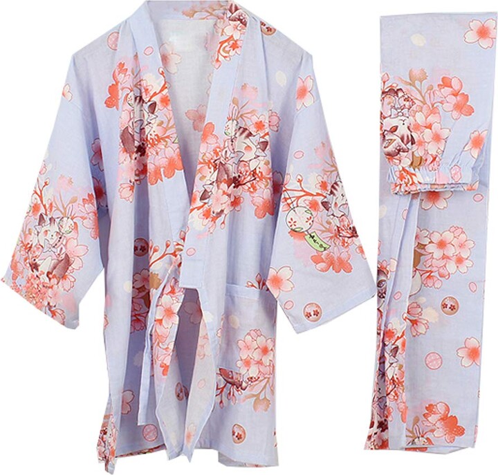 thefancypumpkin Women's Japanese Style Dressing Gown Kimono Pajamas