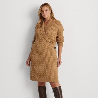 Lauren Woman Ralph Lauren Cable-Knit Buckle-Trim Sweater Dress - ShopStyle