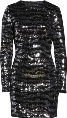French Connection Ebba Sequin Tiger Stripe Long Sleeve Sheath Dress
