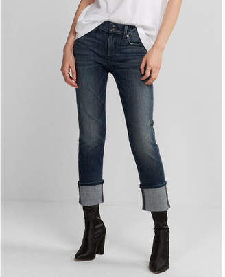 Express mid rise stretch cuffed cropped skinny jeans