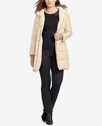 Lauren Ralph Lauren Plus Size Faux-Fur-Trim Down Puffer Coat, Only at Macy's