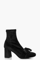 Thumbnail for your product : boohoo Bow Front Block Heel Sock Boots