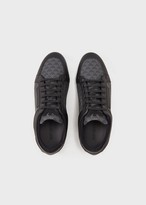 Thumbnail for your product : Emporio Armani All-Over Logo Leather And Pvc Sneakers