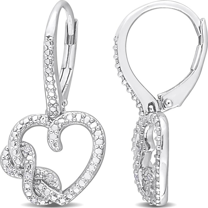 DELMAR Sterling Silver Cubic Zirconia Infinity Heart Earrings