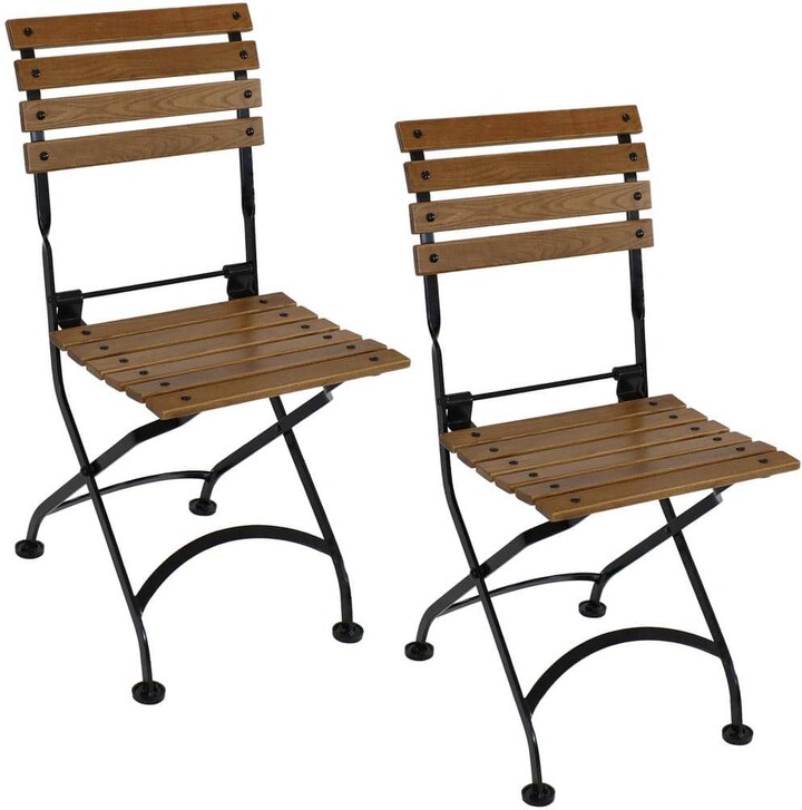 Sunnydaze Folding Chestnut Wood Outdoor Dining Chair (Set of 2)