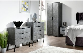 Swift Berlin Ready Assembled 4 Piece Package 2 Door Wardrobe, 5 Drawer Chest And 2 Bedside Chests