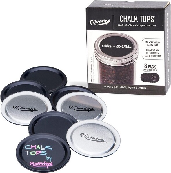 MASONTOPS ChalkTops-ReusableChalkboardLidsforMasonJars-8Pack-WideMouth