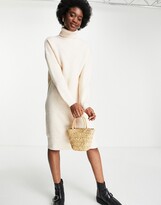 Thumbnail for your product : Pimkie knitted roll-neck dress in beige