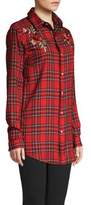 Thumbnail for your product : KENDALL + KYLIE Embroidered Plaid Shirt Dress
