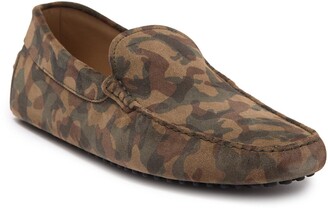 FOXSENSE Premium Genuine Leather Pointed Toe Slip on Loafer Camouflage Shoes for Men 