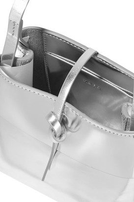 Kara Nano Tie Mirrored-leather Shoulder Bag - Silver