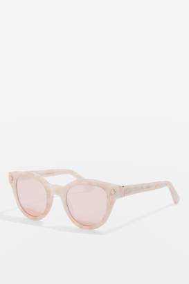 Topshop Womens Premium Acetate Preppy Sunglasses - Peach
