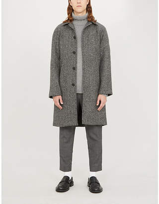 Sandro Herringbone raglan-sleeved wool-blend coat