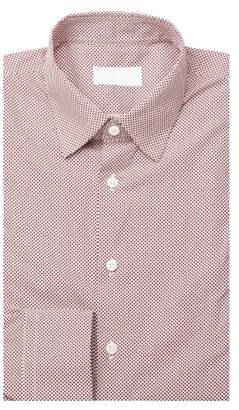 Prada Men's Diamond Checkered Spread Collar Cotton Dress Shirt Burgundy