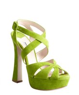 Thumbnail for your product : Miu Miu Lime Suede Crisscross Strapped Platform Sandals