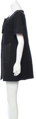 Chloé Leather-Trimmed Silk-Blend Dress