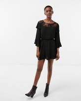 Thumbnail for your product : Express Tiered Ruffle Sleeve Lace Yoke Dress
