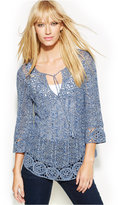 Thumbnail for your product : INC International Concepts Petite Three-Quarter-Sleeve Pointelle Sweater