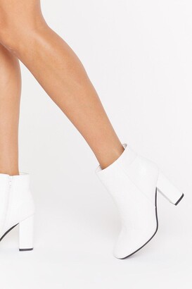 block heel white booties
