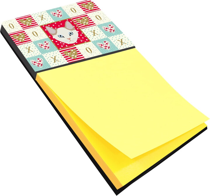 Carolines Treasures Korean Bobtail Cat Love Sticky Note Holder Red Large multicolor