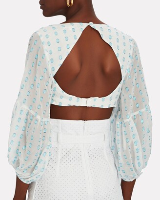 For Love & Lemons Ruthie Dotted Chiffon Crop Top
