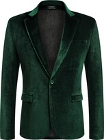 COOFANDY Men's Green Velvet Blazer Christmas Velvet Suit Jackets